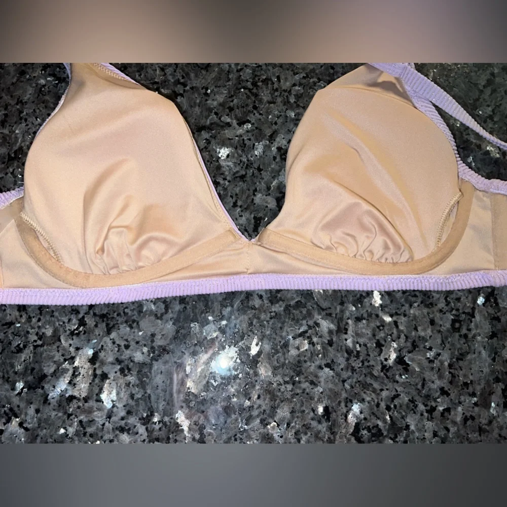 Shade & Shore Purple with Gold Sparkles V-Neck Bikini Top - Picture 5 of 6